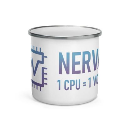 Nerva (XNV) - 12oz Enamel Coffee Mug - 1 CPU = 1 VOTE - 1